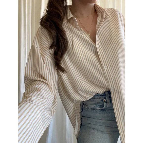 ELISE SHIRT — In Beige/White - Picture 3 of 10